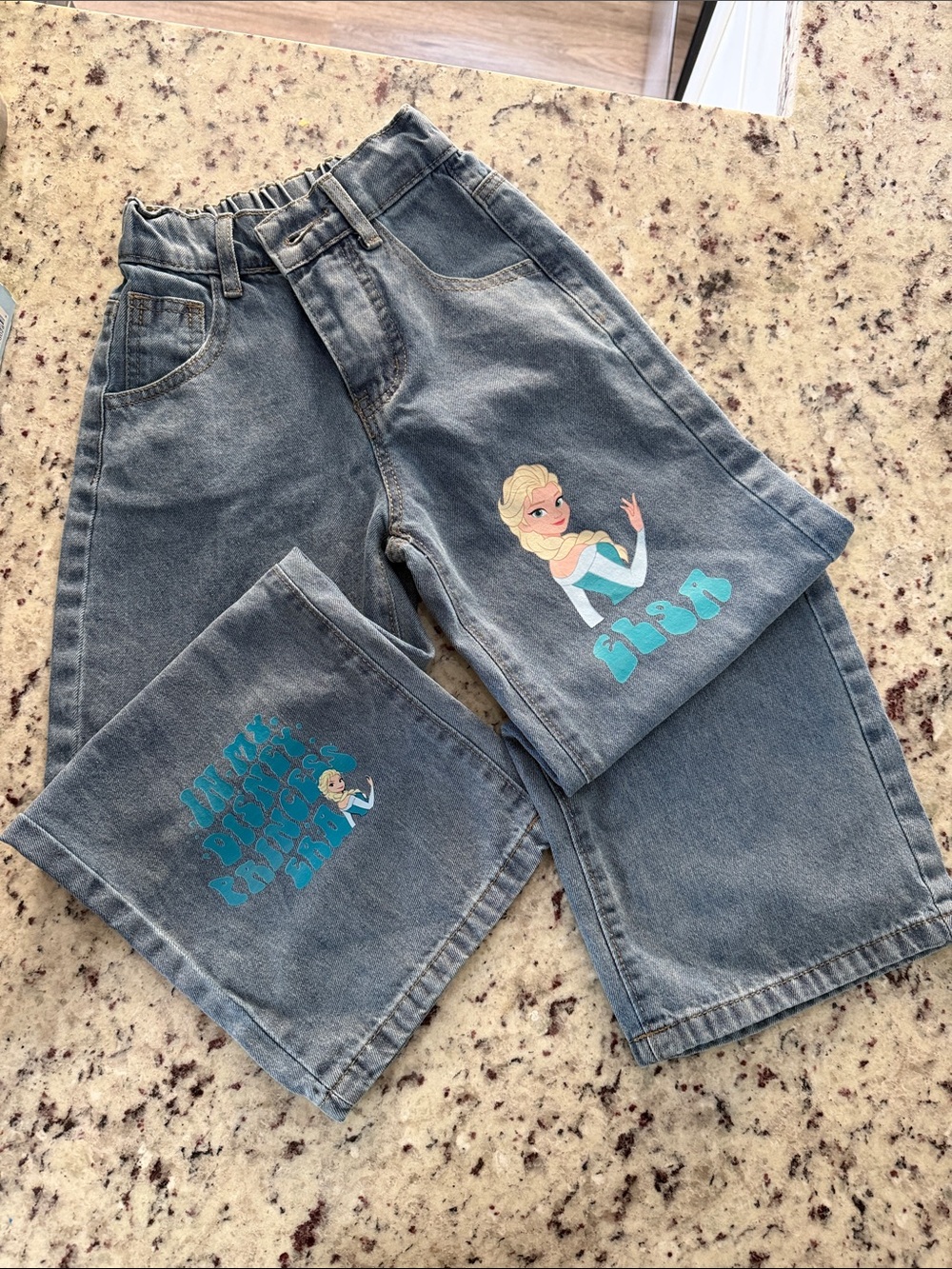 ELSA Light Blue Graphic Denim Jeans with Character Print